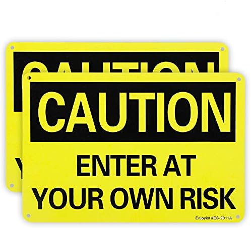 2 חבילה זהירות היכנסו לסיכון עצמכם שלט בטיחות למינציה, 10 x 7 .04 שלט רפלקטיבי אלומיניום אלומיניום ללא חלודה- UV מוגן