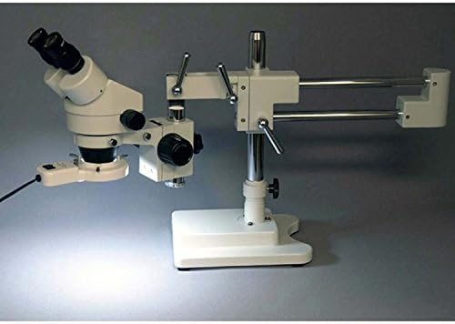 מיקרוסקופ זום סטריאו משקפת מקצועי של אמסקופ 4 בי-הרץ, עיניות פי 10, הגדלה פי 3.5-90, מטרת זום פי 0.7-4.5, אור