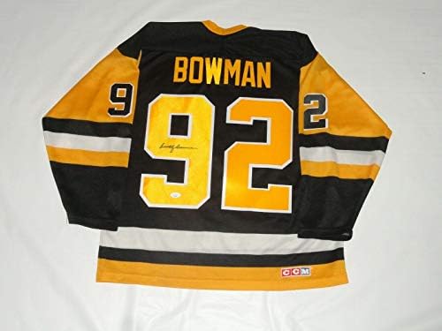 סקוטי באומן חתמה על פיטסבורג פינגווינים 1992 גופיית גופי 1992 מורשה JSA COA - חתימות NHL גופיות