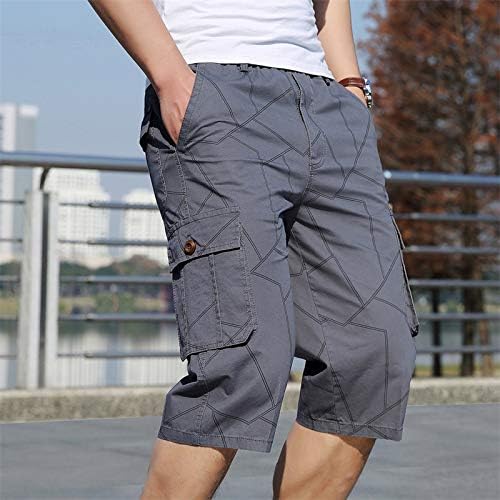 מכנסיים קצרים לגברים של ymosrh קיץ כושר מזדמן בקיץ פיתוח גוף מכנסיים קצרים לכיס מודפסים מכנסיים לגברים