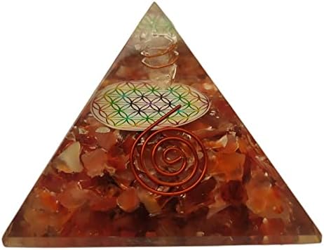 Sharvgun Pyramid Pyramid Carnelian Gemstone פרח החיים של אורגון פירמידה הגנה על אנרגיה שלילית 65-70 ממ, אטרה פירמידה גדולה