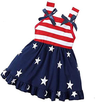 פארק קסמים תינוקות תינוקות בגדים פטריוטיים פעוטות 4 ביולי תלבושות לילדים שמלת שמלת דגל אמריקאית כוכבי שמלות פסים