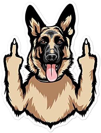 K9 אצבע אמצעית רועה גרמני כלב מדבקת ויניל מדבקת, מדבקת משטרת שוטר K-9