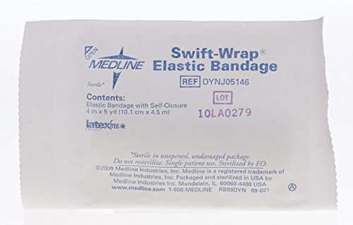MEDLINE DYNJ05146 SWIFT-SWRAP תחבושות אלסטיות, טקס חינם, סטרילי, 4 X 5 יארד, לבן