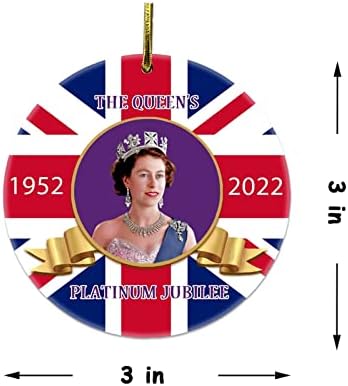 המלכה אליזבת השנייה פלטינה יובל 70 קישוטים לזכר - חג המולד 2022 קישוט תלוי, 3 '' חג המולד שמח חג המולד חג
