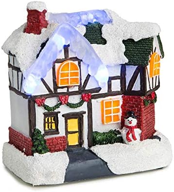 UXZDX Cujux Winter Winter Snow Home Village House עם Ice Light Up Buyted Building Decor Building