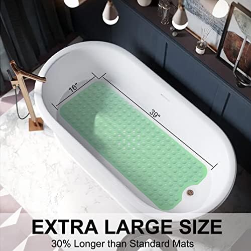 מחצלות אמבטיה של ניצן עץ למקלחת אמבטיה ללא החלקה מחצלת אמבטיה 39 x 16 אינץ 'מחצלת מקלחת ארוכה במיוחד, מחצלת אמבטיה