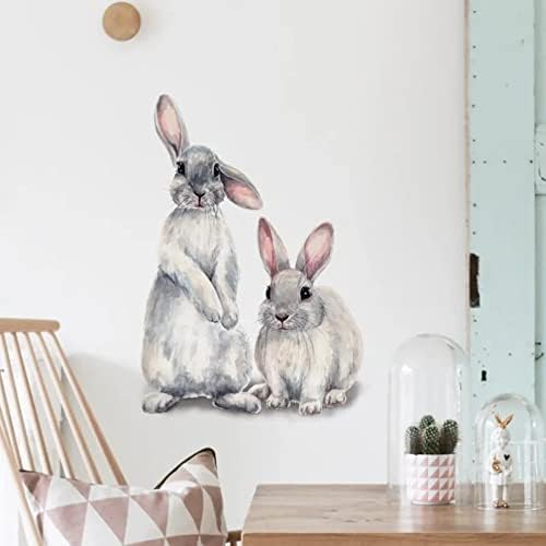 שני ארנבות חמודות מדבקות קיר לילדים חדר ילדים קישוט ביתי