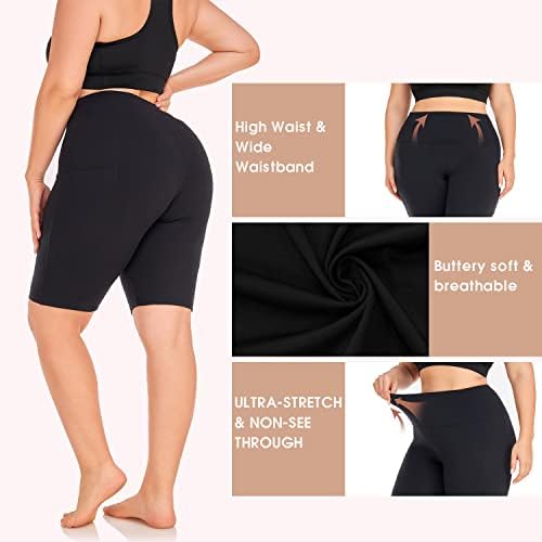 היי קלסמיקס 3 חבילה פלוס מכנסי אופנוען בגודל גודל למותניים בגובה נשים ללא ראיה באמצעות אימון מכנסי יוגה שחורים סופר