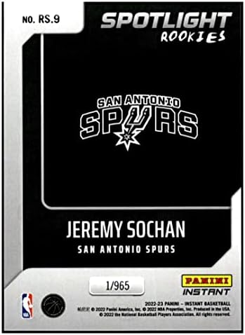 ג'רמי סוצ'אן RC 2022-23 טירונות זרקור מיידי של פאניני /9659 ספרס NM+ -MT+ NBA כדורסל