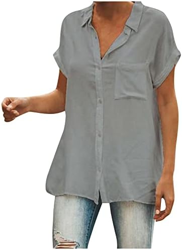פלנל חולצות לנשים אופנה אמצע אורך רופף מוצק צבע קצר שרוול חולצה מקרית חולצות