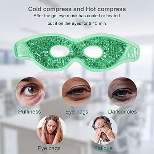 Adofect 2 PCS חרוזי ג'ל מסכת עיניים קרח עם חורי עיניים מסכת עיניים קירור לשימוש חוזר, אריזת מסכת עיניים חמה וקרה