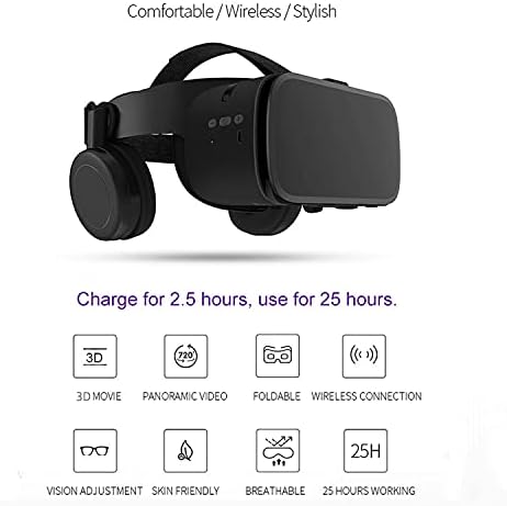 Thafikzi אוזניות מציאות מדומה VR אוזניות עם שלט רחוק לטלפונים Gear VR עבור טלפונים של אייפון/ אנדרואיד משקפיים VR Bluetooth