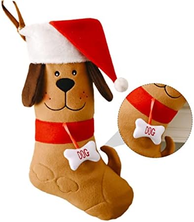 Alipis 1pc גרב מילוי חג המולד קישוט חיות מחמד קישוט כלב שקית שקית גרב גרב קישוטים דקורטיביים עץ עץ קטיפה חלון