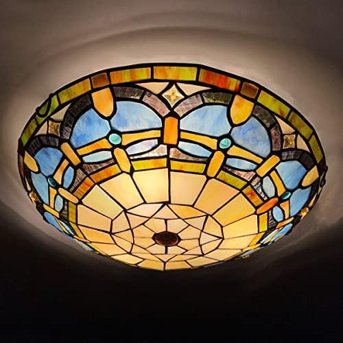 אורות תקרה של Artzone Tiffany, ויטראז 'תאורת תקרה זכוכית 3 קלות בגודל 16 אינץ