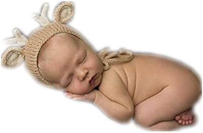 Vemonllas אבזרי צילום יילוד צבי חג המולד כובע מנומנם מצנבים סרוגים בנים סרוגים בנות תינוקות תינוקות ראביז בז '