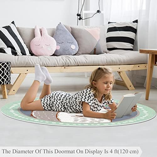 Llnsupply בגודל גדול 4 מטר ילדים עגול שטיחים אזור משחק שטיח קיפוד חמוד עם משתלת פרחוני שטיח כרית לא להחליק ילדים שטיח פליימת