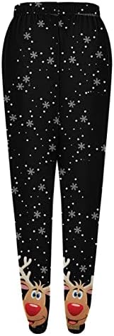 מכנסי טרנינג לחג המולד מכנסי טרנינג כותנה רחבה מותניים גבוהים משוך ספורט מכנסי טרנינג רחוב חג שמח חדר כושר נוח ספורטיבי