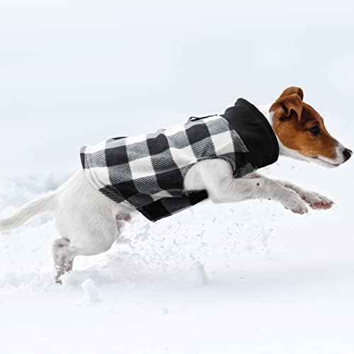 Geyoga Gleece Gleece Sweater Sweater סט של 4 סוודר כלבים משובץ באפלו, ז'קט חם ז'קט חורף בגדי חיית מחמד עם טבעת רצועה