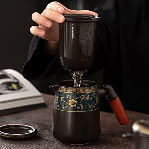 Fanquare Gongfu Tea Set Travel, סט תה קונג פו סיני עם גימור זהב, ערכת תה חרסינה עם שקית ניידת