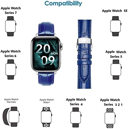 להקות עור מורן תואמות עם Apple Watch 49 ממ 45 ממ 44 ממ 42 ממ 41 ממ 40 ממ 38 ממ אבזם פרפר החלפת רצועת עגל לרצועת עגל