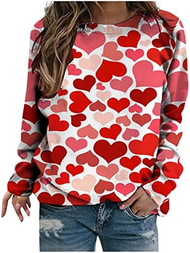 צמרות Valentines Fanteecy לנשים 2023 Tee Grapic Graphic Tee Crewnneck סווטשירט סווטשירט שרוול ארוך חולצות חולצות מזדמנים