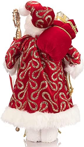 ipegtop 18 אינץ 'סנטה קלאוס דמות מסחרית אדומה בעבודת יד בובת חג המולד בובת חג מולד מקורה קישוט עיצוב חג המולד