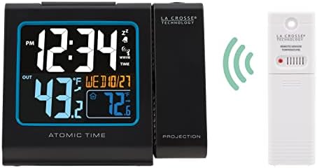 La Crosse Technology 616-146 שעון מעורר הקרנת צבע עם טמפרטורת חיצונית וטעינה יציאת USB