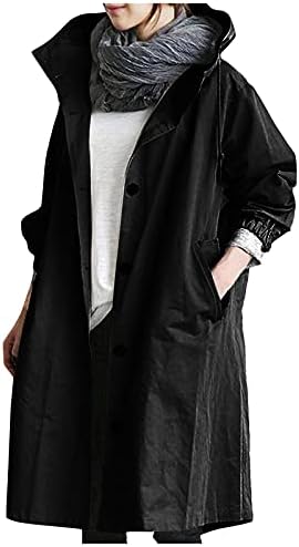 מעילי חורף של Cotecram לנשים בתוספת גודל מעיל טרנץ 'מזדמן אופנה מכסה המנוע של מעילי רוח רוח חיצוניים עם כיסים