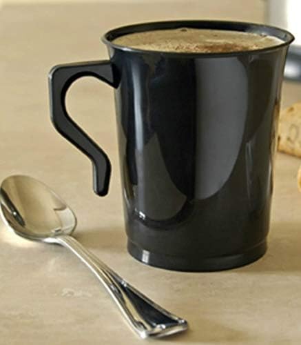 60 8 גרם כוסות קפה מפלסטיק ספל תה ספלי קפה שחורים כוס קפה בלתי ניתנת לשימוש מחדש וכוסות קפה חד פעמיות ניתנות