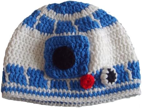 חלב חלב בעבודת יד חוט כותנה חוט מלחמת הכוכבים Baby R2D2 כובע דרואיד בכחול - מרובה