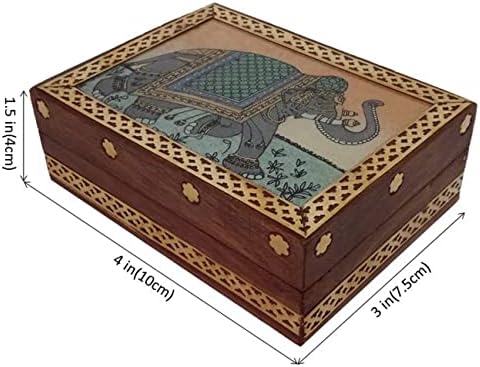 קופסת ציור אבן חן עץ פרלפלדיפ פיל: מתנת מזכרת אספנית, 4 אינץ '