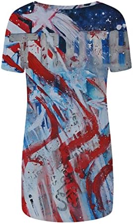 PIMOXV נשים 4 ביולי טוניקה ארוכות לחותלות, חולצת טריקו נמוכה נמוכה חולצה זורמת חולצה דגל אמריקאי דפד