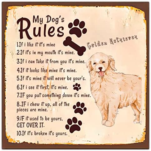 מצחיק כלב מתכת פח סימן שלי כלב של כללים חידוש לחיות מחמד דלת קולב מתכת צלחת בציר לחיות מחמד כלב קיר תליית דקור נהדר עבור מול