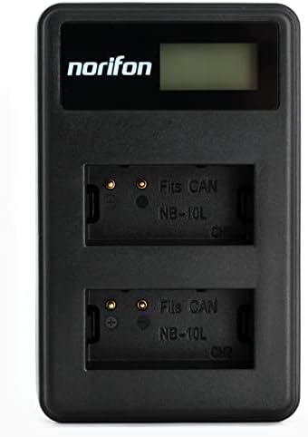 NB-10L ערוץ כפול LCD מטען USB עבור CANON G3X, PowerShot G1 X, PowerShot G15, PowerShot G16, PowerShot SX40 HS, PowerShot SX50