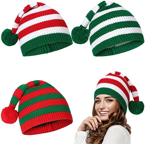 3 יח 'כובע סרוג לחג המולד כובעי שדון למבוגרים כובעי חג המולד כובעים שמורים של אלף סנטה כובע