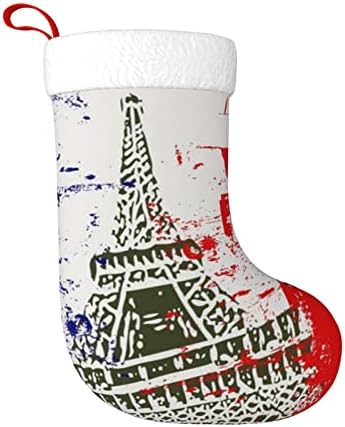 QG ZZX דגל צרפתי גרבי חג המולד גרבי חג המולד גרביים אח תלויים גרב 18 אינץ 'קישוט חג