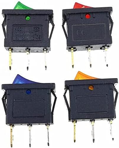 מתג נדנדה Berrysun KCD1 ON-OFF 3PIN מתג נדנדה 6A/10A 250V/125V AC כפתור כחול ירוק צהוב אדום