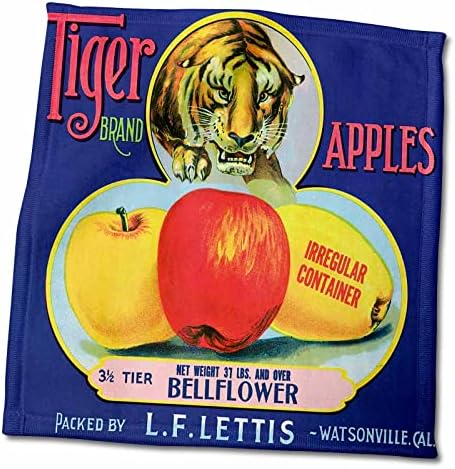 3 דרוז טייגר מותג תפוחים עם נמר גבעול ותפוחים אדומים וצהובים - מגבות