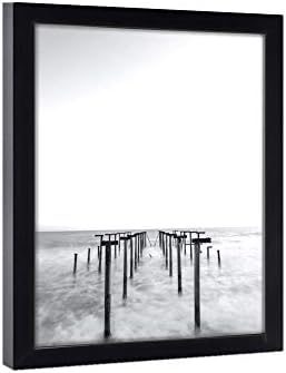 מסגרת תמונה 10x16 מודרנית עץ שחור זכוכית אמיתית - קיר גלריה תלוי 10 x 16 מסגרת תמונה - פוסטר הדפס אמנות קיר 16x10 אינץ