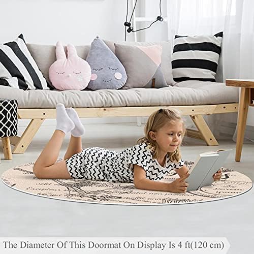 Llnsupply ילדים שטיח 4 רגל שטיחים שטחיים עגולים גדולים לבנות בנים תינוקת - פריז איפל מגדל וינטג ', עיצוב בית מתקפל משחק