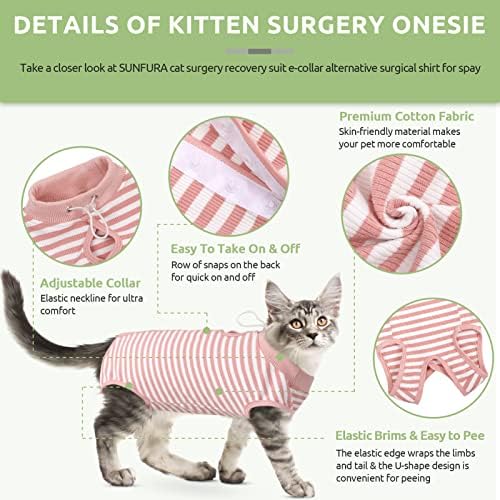 חליפת התאוששות חתול סונפורה, חליפת התאוששות ניתוח לחתולי נקבה זכר לפצעי בטן, חתלתול סירוס סרבל תינוקות חתול