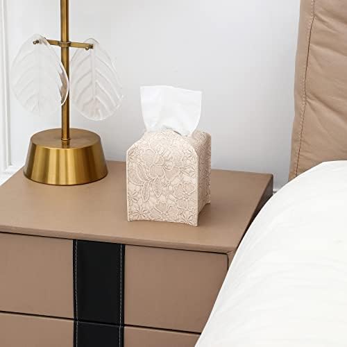 מכסה קופסת רקמות עור PU מחזיק ברקמות מרובעות מחזיק רקמות פנים מארגן נייר מארגן לנייר לחדר אמבטיה, שידה, שולחן
