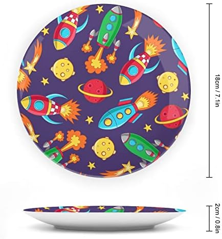 כוכבי לכת וכוכבים מודפסים עצם מודפסים סין צלחות דקורטיביות צלחות עגולות מלאכה עם עמדת תצוגה לארוחת קיר במשרד הביתי