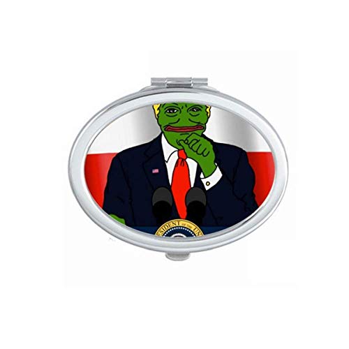 אמריקה נשיא עצוב צפרדע תמונה גדולה מראה נייד לקפל יד איפור כפול צד משקפיים