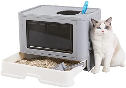 בינגופא גדול חתול ארגז חול: קיטי מכוסה למעלה כניסת המלטת מגש מחבת עם עצמי-מספרת ומכסה-מקורה מתקפל ארגז חול