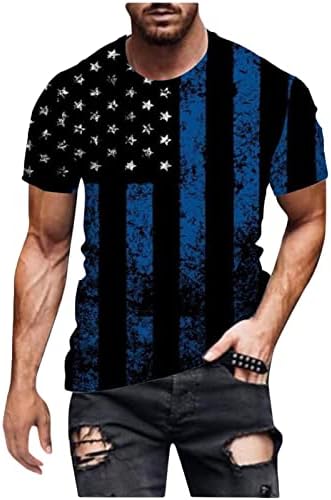 חולצת T's Meen, 4 ביולי חולצות טי מצחיקות הדפסת תלת מימד גרפית צמרות קיץ ארהב דגל אמריקאי יום עצמאות