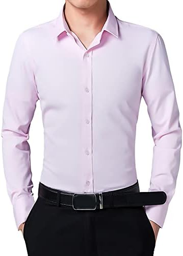 Xxbr חולצות מזדמנים עסקיות לגברים, כפתור שרוול ארוך למטה בונה גוף רזה מתאים צווארון צווארון צווארון חולצה חולצה