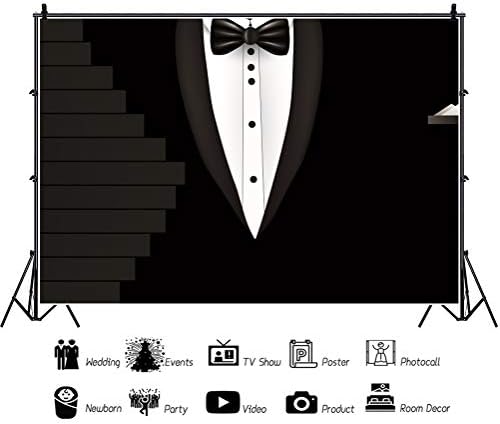5 * 3 רגל שחור אדון טוקסידו רקע שחור טוקסידו חליפת עניבת פרפר לבן חולצות צילום רקע ליום אב גברים מבוגרים מסיבת