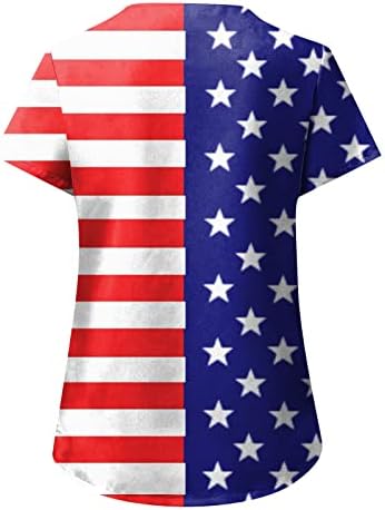 טיז רופף לנשים יום העצמאות לנשים הדפס חולצות קיץ יומיות לנשים גופיות עם צווארון אמריקאי